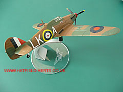 Corgi diecast Hurricane LK-A on its stand