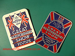 Beer labels relating to 1934 and 1935 Hertfordshire Shows at Hatfield