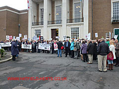 A wider view of the crowd of protestors