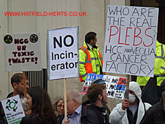 Close of crowd and placards