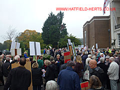 Shot of the crowd in front of County Hall