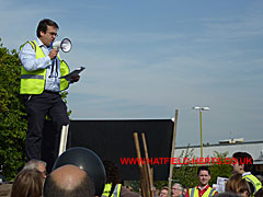 Paul Zukowskyj addresses marchers before setting off