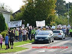 Head of the march passing past the former Veolia Water site on Bishops Rise