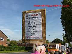 Shot of one of the placards carried down Cavendish Way