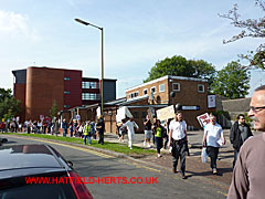 Marchers crossing The Common - looking back