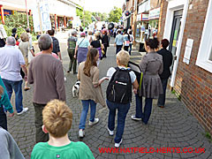 Marchers walking up the former St Albans Road that used to run through Hatfield Town Centre