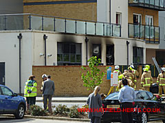 Windows showing the black smoke stains