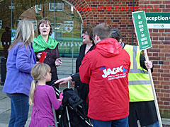 GVPS committee members, WHBC councillors and officials and reporters in front of the council offices