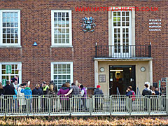 Closer view of a section of the marchers and protestors outside council's offices