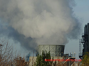 Close up of row of turbine stacks