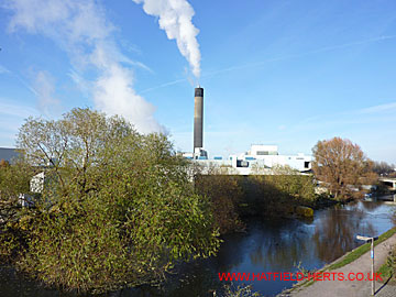 Plant seen beyond the Lee Navigation