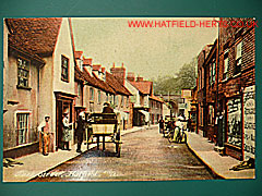 Colourised postcard view of Park Street, Hatfield