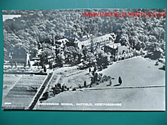 monochrome aerial view postcard of Queenswood School